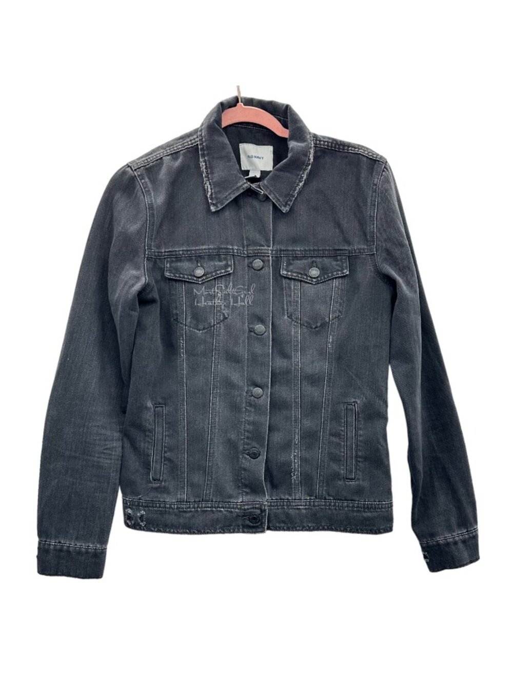 Old Navy Black Destruct Trucker Jacket Size Medium